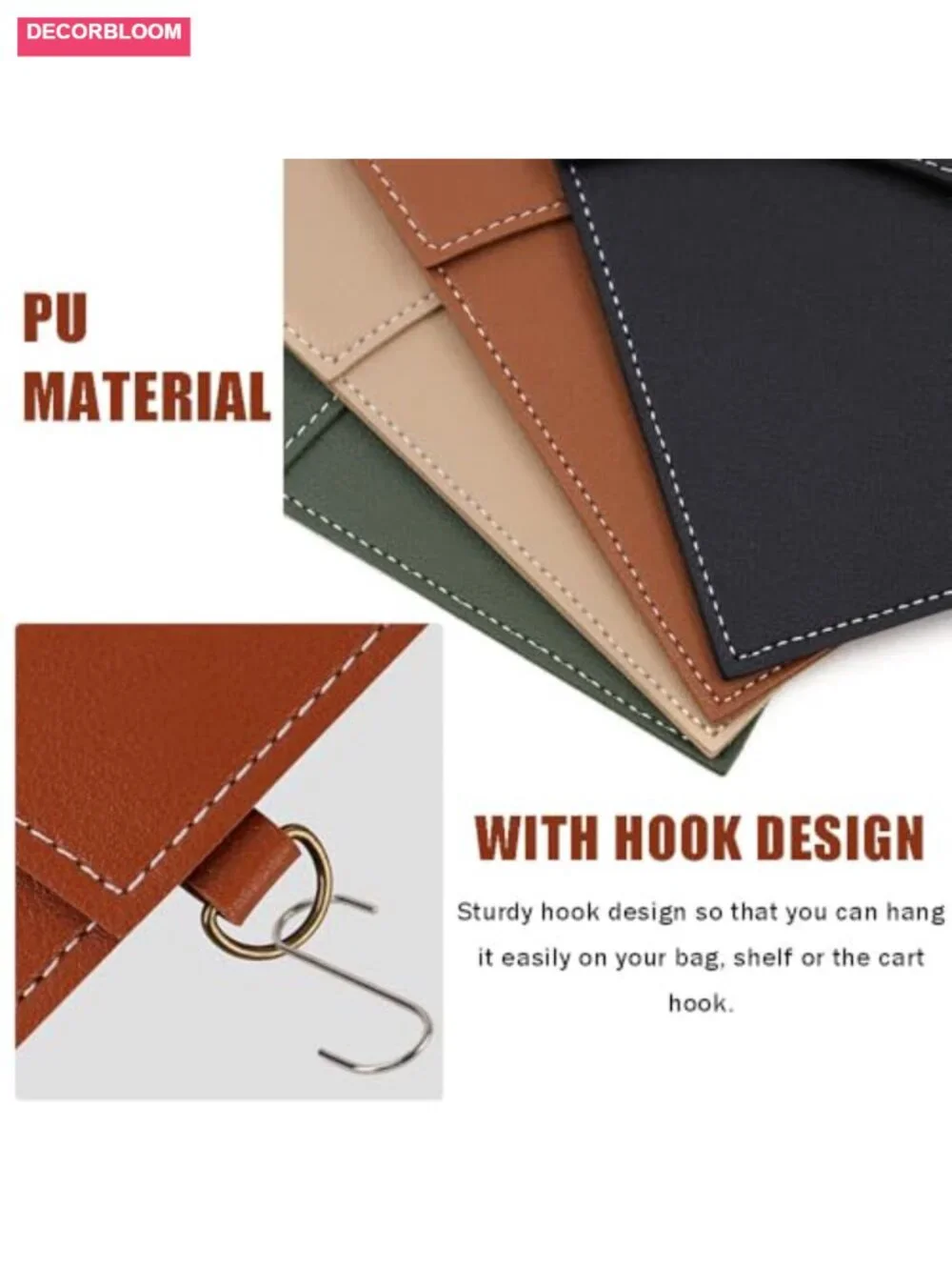 Portable Coffee Filter Holder Bag with Hook, PU Leather, Waterproof, for